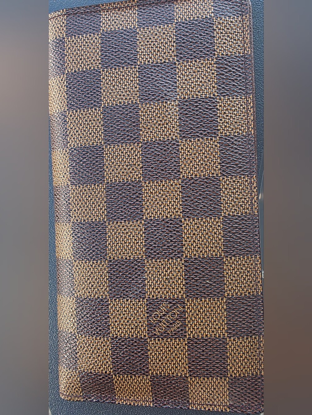 Louis Vuitton Brown and Tan Damier Ebene Checkered Wallet/ Checkbook